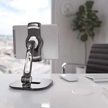 Tablet Stands and Holders Adjustable: Tablet Cell Phone Holder 360 Degree Swivel Angle Rotation for 4 to 11 inches Tab Phone iPad Samsung Galaxy Perfect POS Kitchen Bedside Office Table Reception