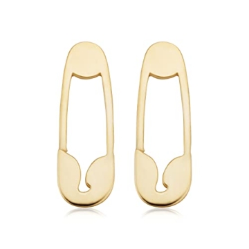 Stunning 14k Yellow Gold Safety Pin Stud Earrings - Minimalist Jewelry from Italy