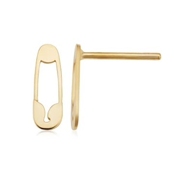 Elegant 14k Gold Safety Pin Stud Earrings for Women