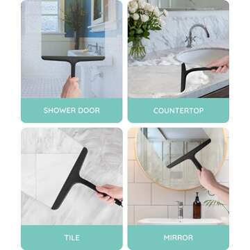 JULY HOME Premium All-Purpose Silicone Squeegee 11 inch, Stainless Steel Core, Shower Accessories - ...