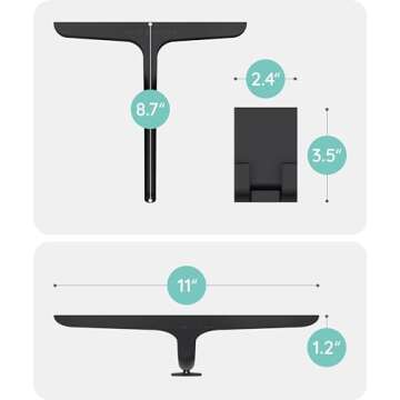 JULY HOME Premium All-Purpose Silicone Squeegee 11 inch, Stainless Steel Core, Shower Accessories - Bathroom Cleaner for Mirror, Car, Window, Tile and Shower Glass Door Cleaner Tool (Black)