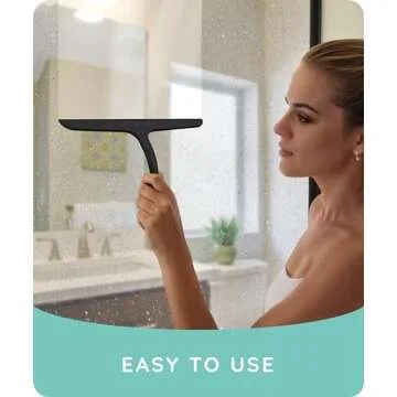 JULY HOME Premium All-Purpose Silicone Squeegee 11 inch, Stainless Steel Core, Shower Accessories - Bathroom Cleaner for Mirror, Car, Window, Tile and Shower Glass Door Cleaner Tool (Black)