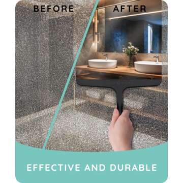 JULY HOME Premium All-Purpose Silicone Squeegee 11 inch, Stainless Steel Core, Shower Accessories - Bathroom Cleaner for Mirror, Car, Window, Tile and Shower Glass Door Cleaner Tool (Black)