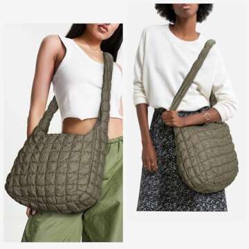 YFGBCX Quilted Tote Bag for Women Puffer Bag Quilted Bag Lightweight Puffy Tote Bag Quilted Padding ...