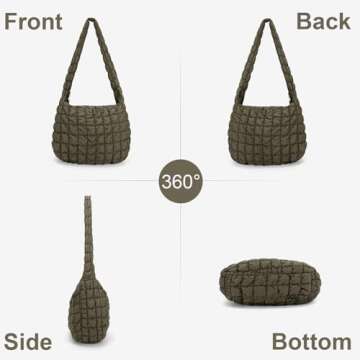 YFGBCX Quilted Tote Bag for Women Puffer Bag Quilted Bag Lightweight Puffy Tote Bag Quilted Padding Shoulder Bag Padded Hobo Crossbody Bag Zip Closure