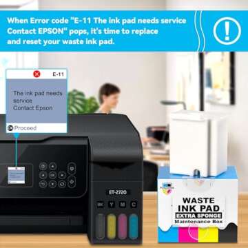 Poschink Waste Ink Pad Replacement for EPSON Ecotank ET-2800 ET-2803 ET-2720 ET-2400 ET-2711 ET-4700 L3110 L3210 L3150 L3250 etc. Printers, Maintenance Box with Extra Sponge Absorbant