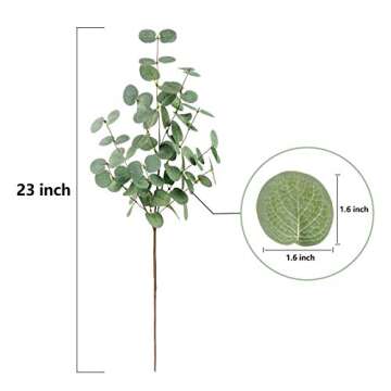 Miracliy 7 PCS Artificial Eucalyptus Stems, Faux Eucalyptus Leaves Greenery Stems for Vase Home Party Wedding Decoration