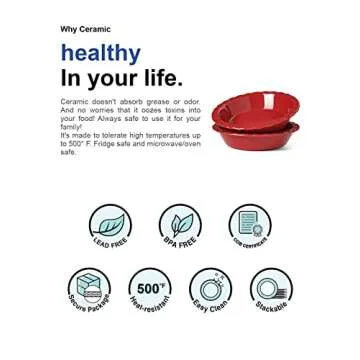 LE TAUCI Red Ceramic Pie Pans Set of 2 – Perfect for Baking