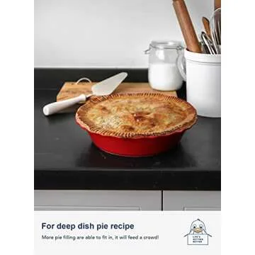 LE TAUCI Red Ceramic Pie Pans Set of 2 – Perfect for Baking