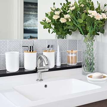 Otostar Bamboo Bathroom Accessory Set - Elegant 6 Piece Set