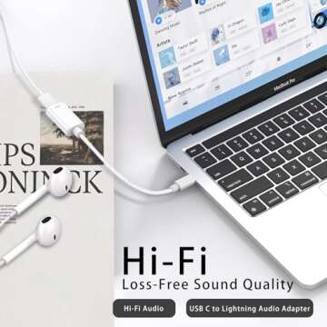 USB C to Lightning Headphone Audio Adapter, Type C Male to Female Lightning Earphone Converter with ...