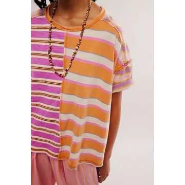 Oversized Graphic Tee Tops for Women Y2K Cute Print Short Sleeve Loose People Dupes Tshirts Casual Free Baggy Aesthetic Streetwear Fall Clothes Pink Orange
