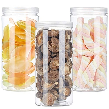 3 Refillable 46oz Clear Storage Jars - Versatile & Durable