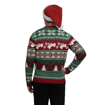 Blizzard Bay Men's Ugly Christmas Sweater Santa, Dune Buggy Green, Large