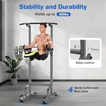 RELIFE REBUILD YOUR LIFE Power Tower Pull Up Bar Station Workout Dip Station for Home Gym Strength T...