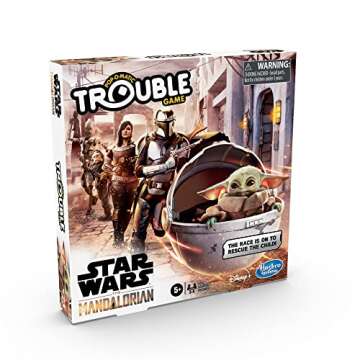 Hasbro Gaming Trouble: Star Wars The Mandalorian Edition Board Game for Kids Ages 5 and Up, Multicolor