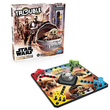 Hasbro Gaming Trouble: Star Wars The Mandalorian Edition Board Game for Kids Ages 5 and Up, Multicolor