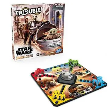 Hasbro Gaming Trouble: Star Wars The Mandalorian Edition Board Game for Kids Ages 5 and Up, Multicolor