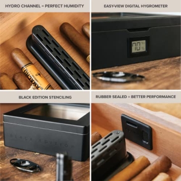 Premium CASE ELEGANCE Cigar Humidor with Digital Hygrometer