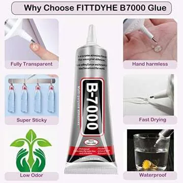 B7000 Jewelry Glue for Jewelry Making, FITTDYHE 4PCS 50ML Clear Glue Rhinestone Clear Glue Fabric Glue, Multipurpose Super Adhesive B-7000 Glue for Phone Repair Nail Art Wood Glass Charms