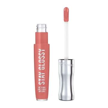 Rimmel London Stay Glossy, 470 Perfect Peony, Lip Gloss, Non-Sticky, Cruelty-Free, Color and Shine, ...