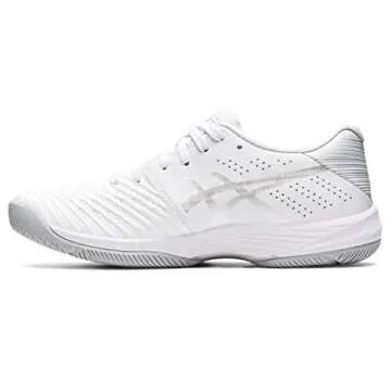 ASICS Women's Solution Swift FlyteFoam Tennis Shoes, 10.5, White/Pure Silver