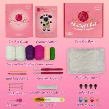 SGIBYN Complete Crochet Kit for Beginners - Create a Strawberry Cow