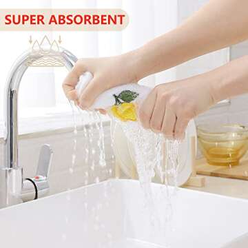 Homaxy 100% Cotton Waffle Weave Lemon Embroidery Kitchen Dish Towels, Ultra Soft Absorbent Quick Drying Cleaning Towel, 13 x 28 Inches, 4-Pack