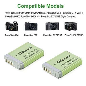 OAproda 2 Pack Fully Decoded NB-13L Battery with Rapid Dual USB Charger for Canon PowerShot G7 X Mark II, SX720 HS, SX740 HS, SX730 HS, SX620 HS, G5 X, G5 X Mark II, G7 X, G7 X Mark III, G9 X Mark II