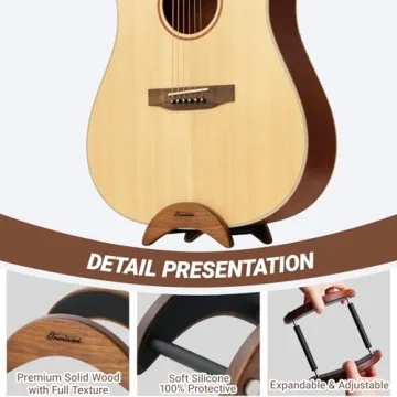 Compact Solid Wood Acoustic Guitar Stand for Travel