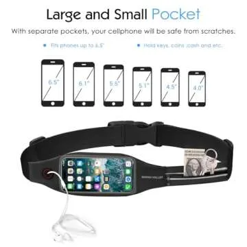 Rhino Valley Running Belt Waist Pack, Water Resistant Sports Fanny Pack for Women Men, Belt Bag with Dual Pockets and Adjustable Waist Strap, Workout Phone Holder for iPhone 15/14/13 Pro/13/12 Pro/12
