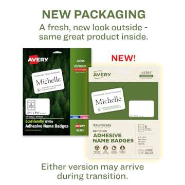 Avery EcoFriendly Recycled Name Tags, 2-1/3" x 3-3/8", White, Removable Adhesive, 160 Printable Name...