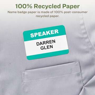 Avery EcoFriendly Recycled Name Tags, 2-1/3" x 3-3/8", White, Removable Adhesive, 160 Printable Name Badges (42395)