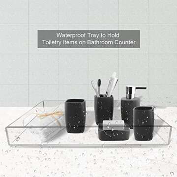 NIUBEE Acrylic Serving Tray 14x18 Inches -Spill Proof- Clear Decorative Tray Organiser for Ottoman Coffee Table Countertop with Handles