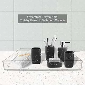 NIUBEE Acrylic Serving Tray 14x18 Inches -Spill Proof- Clear Decorative Tray Organiser for Ottoman Coffee Table Countertop with Handles