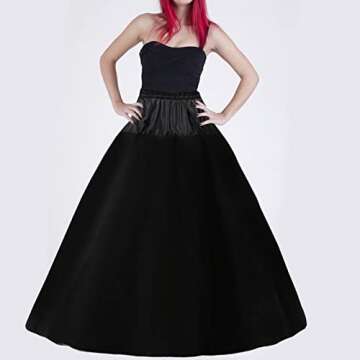 Petticoats for Women Hoopless Petticoat Crinoline Underskirt Skirt 4 Layers Floor Length Ball Gown S...