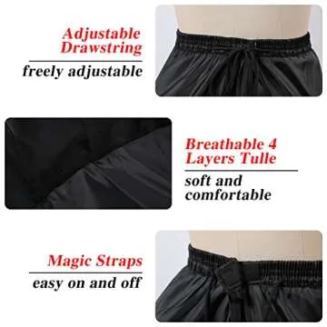 Petticoats for Women Hoopless Petticoat Crinoline Underskirt Skirt 4 Layers Floor Length Ball Gown Slips for Wedding Dress
