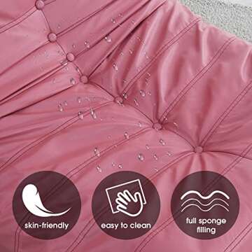LUSPAZ Oversized Togo Chair, Floor Lounge Chair Lazy Sofa Accent Chair Armless Fireside Chair for Living Room Bedroom Salon Office, Soft Technology Leather