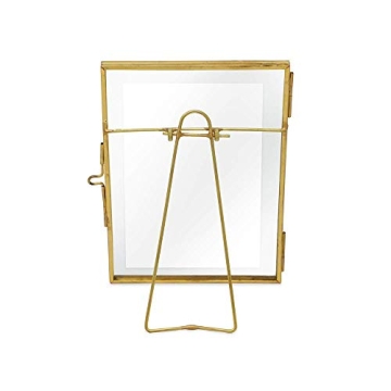 Isaac Jacobs 4x6, Antique Gold, Vintage Style Brass and Glass, Metal Floating Picture Frame (Vertical) with Locket Closure, for Photos, Art, & More, Tabletop Display (4x6 Antique Gold)