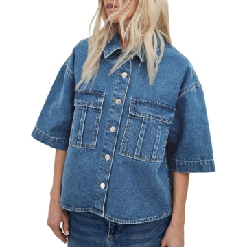 Stylish Imily Bela Cropped Oversized Denim Shirt