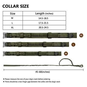 DAGANXI Tactical Dog Collar, Adjustable Military Training Nylon Dog Collar with Control Handle and Heavy Metal Buckle for Medium and Large Dogs, with Patches and Airtags Case (XL, Green-Set)