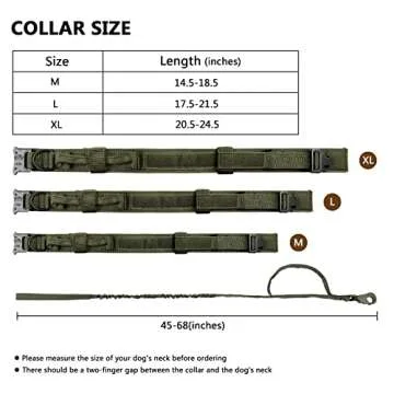 DAGANXI Tactical Dog Collar, Adjustable Military Training Nylon Dog Collar with Control Handle and Heavy Metal Buckle for Medium and Large Dogs, with Patches and Airtags Case (XL, Green-Set)