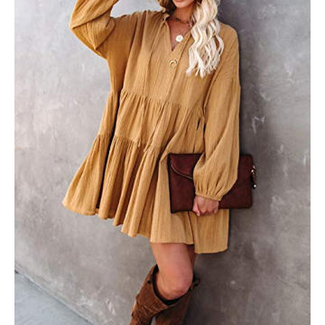 Stylish R.Vivimos Women’s Fall Casual Swing Mini Dress