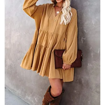 Stylish R.Vivimos Women’s Fall Casual Swing Mini Dress