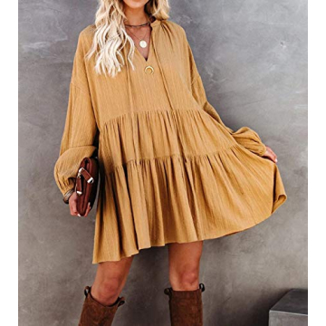 Stylish R.Vivimos Women’s Fall Casual Swing Mini Dress