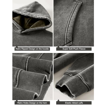 Dnzzs Oversized Acid Wash Hoodie for Women - Cozy Vintage Style