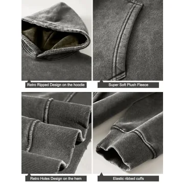 Dnzzs Oversized Acid Wash Hoodie for Women - Cozy Vintage Style