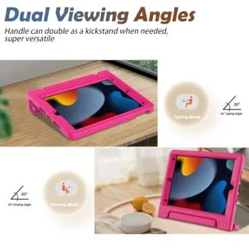 LTROP Kids Case for iPad 9th/ 8th/ 7th Generation 10.2-inch (2021/2020/ 2019) - iPad 10.2 Case for Kids, Light Weight Convertible Handle Stand Child-Proof for iPad 9 8 7 Gen 10.2”, Hot Pink