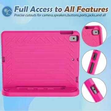 LTROP Kids Case for iPad 9th/ 8th/ 7th Generation 10.2-inch (2021/2020/ 2019) - iPad 10.2 Case for Kids, Light Weight Convertible Handle Stand Child-Proof for iPad 9 8 7 Gen 10.2”, Hot Pink