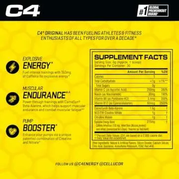 Cellucor C4 Original Pre Workout Powder Fruit Punch | Vitamin C for Immune Support | Sugar Free Preworkout Energy for Men & Women | 150mg Caffeine + Beta Alanine + Creatine | 30 Servings